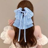 ブルー | リボンバレッタ ヘアアクセ ダブル | shoppinggo