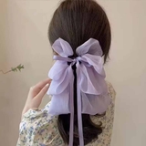 パープル | リボンバレッタ ヘアアクセ ダブル | shoppinggo