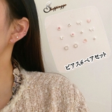 ピアスセット6ペア スタッドピアス パール | shoppinggo | 詳細画像1 