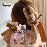 ヘア留め ヘアアクセサリー フェイクファーリボン付きバンスクリップ 髪飾り | shoppinggo | 詳細画像1 