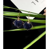ブルー | ふわふわ ファーピアス 菱形イヤリング | shoppinggo