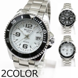 大きめ数字で見えやすいインデックスと日付カレンダー 回転式ベゼル メタルベルト | 腕時計アパレル雑貨小物のＳＰ  | 詳細画像1 