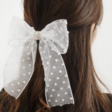 ホワイト | 【7100】ドットリボンヘアクリップ | SneepDip