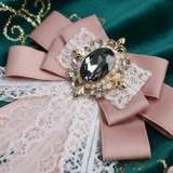 ピンク | 【7286】ビジュー＆レースリボンブローチ	 | SneepDip