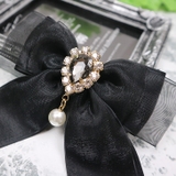 ブラック | 【7073】ビジューリボンブローチ | SneepDip