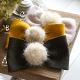 ぽんぽんファーリボンバレッタ【バレッタ ポンポン リボン | SOUBIEN | 詳細画像3