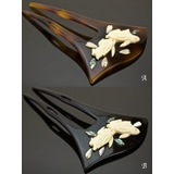 バチ型 簪 茶 黒 うさぎ 螺鈿 髪留め | SOUBIEN | 詳細画像2