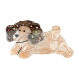 ２．ビジュー犬×ベージュ | ヘアクリップ 犬 バンスクリップ | terracotta