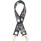 6.草花ブラック | ショルダーストラップ バッグ用 太め | terracotta