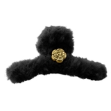 １１．ブラック×ローズ | ヘアクリップ 大きめ ファー | terracotta