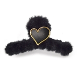 ４．ブラック×ハート | ヘアクリップ 大きめ ファー | terracotta
