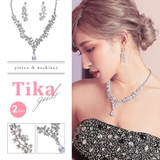 雫型パーツフラワーモチーフピアス&ネックレスセット 2点セット 大粒ビジュー | Tika | 詳細画像1