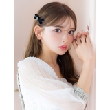 ベロアリボン×ポイントビジューヘアクリップ 韓国アクセサリー ヘアアクセサリー | Tika | 詳細画像1