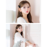 ベロアリボン×ポイントビジューヘアクリップ 韓国アクセサリー ヘアアクセサリー | Tika | 詳細画像2