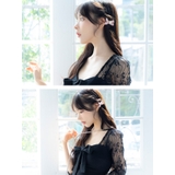 ベロアリボン×ポイントビジューヘアクリップ 韓国アクセサリー ヘアアクセサリー | Tika | 詳細画像4
