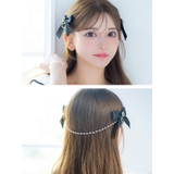 ハートチャーム付きリボンクリップ×パールチェーンヘアアクセサリー 韓国アクセサリ… | Tika | 詳細画像2 