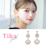 大小ビジュー2連チャームピアス 韓国アクセサリー ピアス | Tika | 詳細画像1