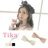 チャコール | ワンカラービッグリボンバレッタ 韓国アクセサリー キャバアクセサリー | Tika
