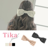 グレージュ | ワンカラービッグリボンバレッタ 韓国アクセサリー キャバアクセサリー | Tika