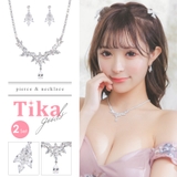 リーフカットポイントビジューピアス&ネックレスセット リーフモチーフ | Tika | 詳細画像1