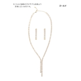 スクエアビジューYラインゴールドピアス&ネックレスセット アクセサリーセット | Tika | 詳細画像4