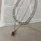 スクエアストーンモチーフ2連ネックレス レディース ファッション | non-hedge  | 詳細画像19 