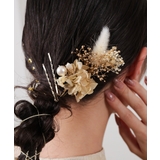 ドライフラワー 金箔 パール Uピン ヘアピン 結婚式 パーティ ヘアアレンジ | kana | 詳細画像4