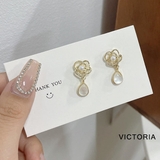 フラワーパールイヤリング 揺れるしずくモチーフ 韓国 | VICTORIA | 詳細画像10 