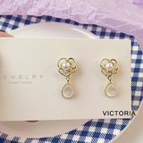 フラワーパールイヤリング 揺れるしずくモチーフ 韓国 | VICTORIA | 詳細画像6 