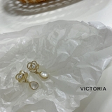 フラワーパールイヤリング 揺れるしずくモチーフ 韓国 | VICTORIA | 詳細画像8 