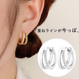 横顔盛れする小ぶりフープピアス 5粒ストーンきらめき ワンタッチ式 | VICTORIA | 詳細画像2 