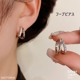 SLV(ピアス) | 横顔盛れする小ぶりフープピアス 5粒ストーンきらめき ワンタッチ式 | VICTORIA