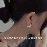 韓国デザイン ダブルライン変形フープピアス レディース | VICTORIA | 詳細画像7