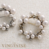アンティーク調パール×ストーンサークル型ブローチ ラウンド型 卒業式 | VINGTAINE | 詳細画像1