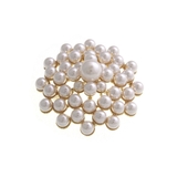 ゴールド | パールラウンドブローチ 大ぶり 華やか | VINGTAINE