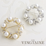 ラウンド型パールブローチ ラインストーンBR 26 | VINGTAINE | 詳細画像1