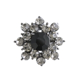 ブラック | お花のようなビジューミニブローチ/ラインストーン BR-43 | VINGTAINE