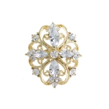 ゴールド | エレガントオーバルビジューミニブローチ/ラインストーン BR-44 | VINGTAINE