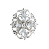 シルバー | エレガントオーバルビジューミニブローチ/ラインストーン BR-44 | VINGTAINE