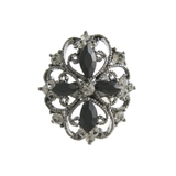 ブラック | エレガントオーバルビジューミニブローチ/ラインストーン BR-44 | VINGTAINE