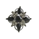 ブラック | エレガントフラワービジューミニブローチ/ラインストーン BR-45 | VINGTAINE