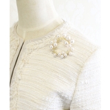 パール×ストーンサークル型ブローチ ラウンド型 ラインストーン | VINGTAINE | 詳細画像5