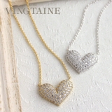 パヴェハートネックレス キュービックジルコニア スライド式アジャスター | VINGTAINE | 詳細画像1 