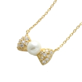 一粒パール&times;パヴェリボンネックレス キュービックジルコニア スライド… | VINGTAINE | 詳細画像2 