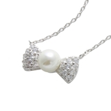 一粒パール&times;パヴェリボンネックレス キュービックジルコニア スライド… | VINGTAINE | 詳細画像3 