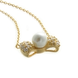 一粒パール&times;パヴェリボンネックレス キュービックジルコニア スライド… | VINGTAINE | 詳細画像4 