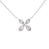 シルバー | キュービックジルコニアフラワーネックレス スライダーチェーン スライド式アジャス… | VINGTAINE