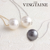 クリスタルパール一粒ネックレス（12mm）スライド式アジャスター スライダーチェ… | VINGTAINE | 詳細画像1 