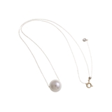 ホワイト×ゴールド | クリスタルパール一粒ネックレス（12mm）スライド式アジャスター スライダーチェ… | VINGTAINE