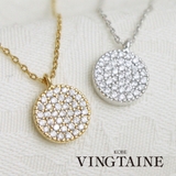 パヴェサークルプレートネックレス パヴェセッティング キュービックジルコニア | VINGTAINE | 詳細画像1